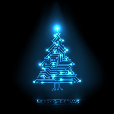 Vector christmas tree from digital circuit clipart