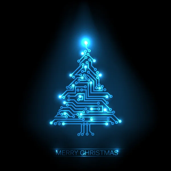 デジタル回路からベクトル クリスマス ツリー — ストックベクタ