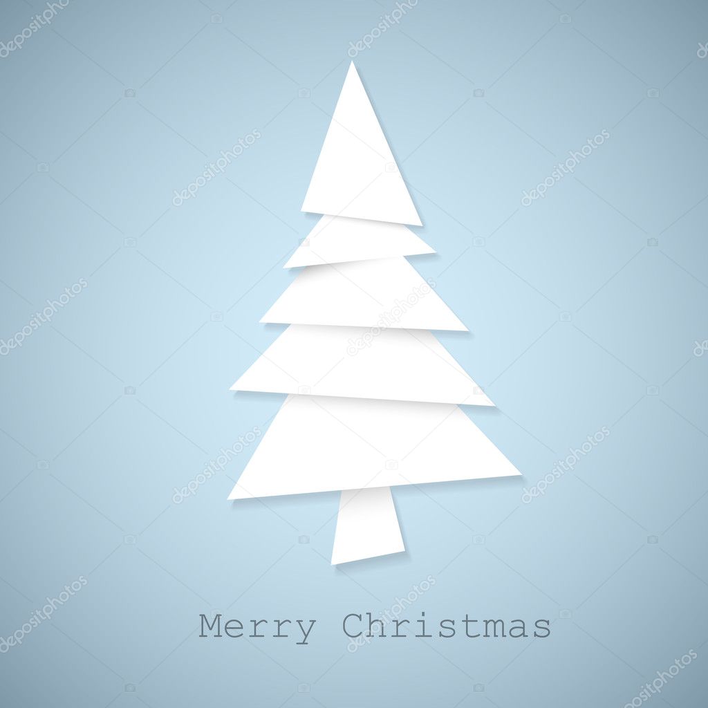 Simple vector christmas tree made from pieces of paper