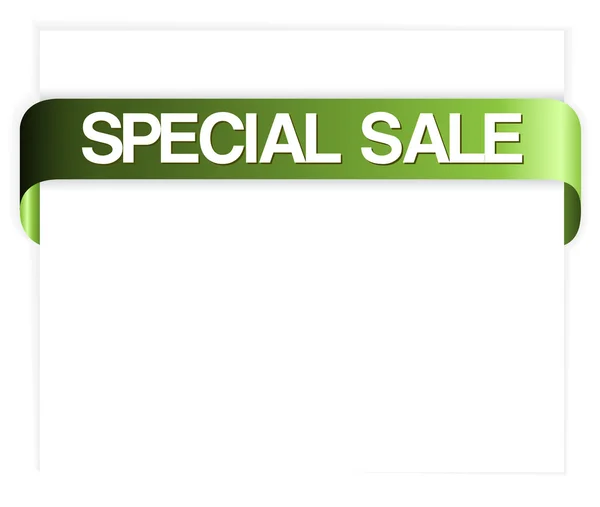 Horizontal special sale green ribbon — Stock Vector