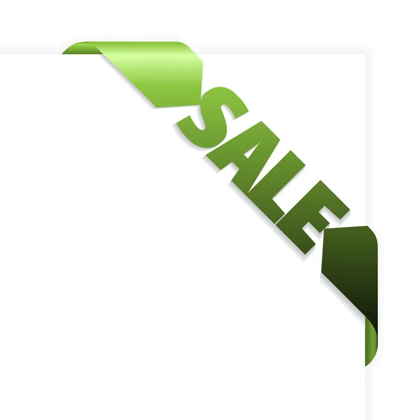 Sale green corner ribbon — Stock Vector