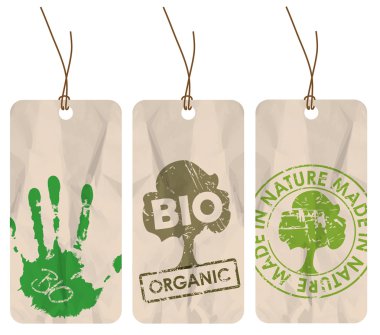 Grunge tags for organic, bio, eco