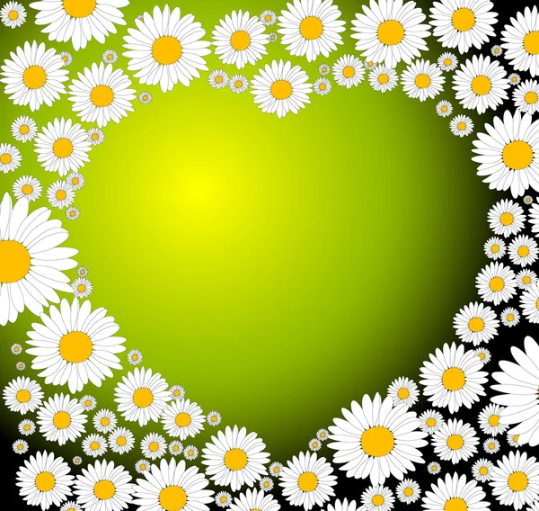 Green heart made from flowers — Stock Vector