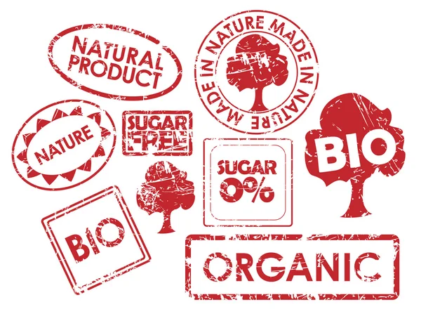 Conjunto de selos para produtos biológicos — Vetor de Stock