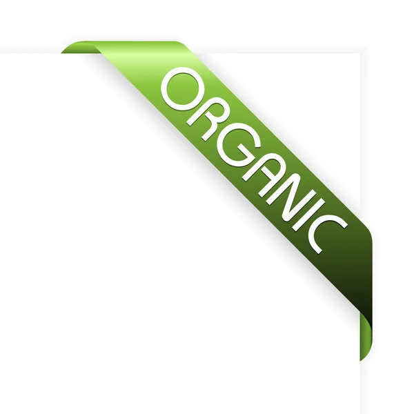 Green corner ribbon for organic — Stock Vector