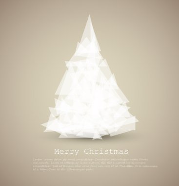 Vector modern card with abstract white christmas tree clipart