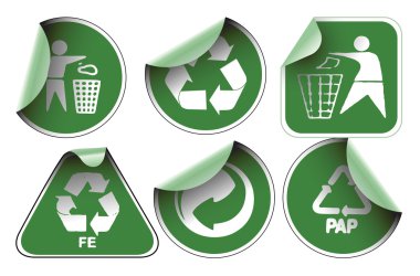 Set of green recycle labels clipart