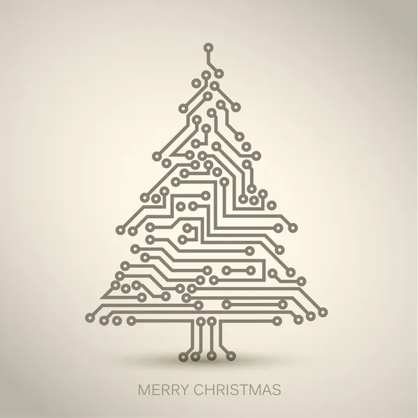 デジタル回路からベクトル クリスマス ツリー — ストックベクタ