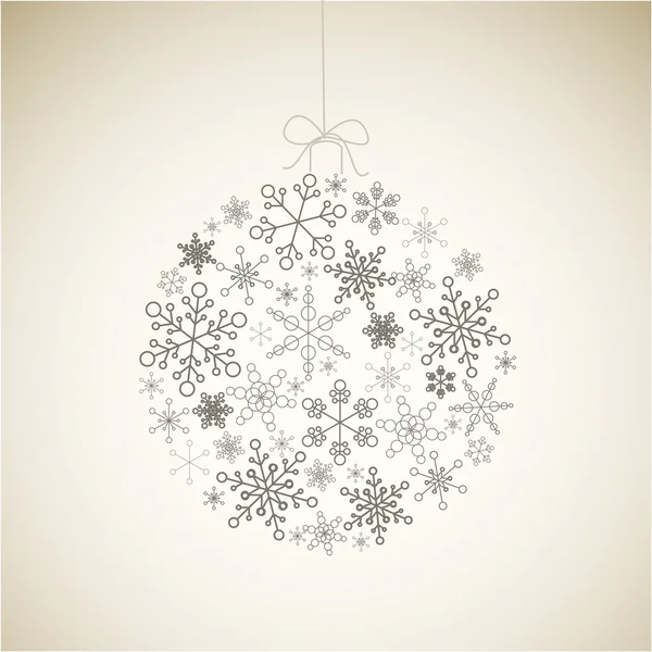 Vektor-Weihnachtskugel aus grauen einfachen Schneeflocken — Stockvektor