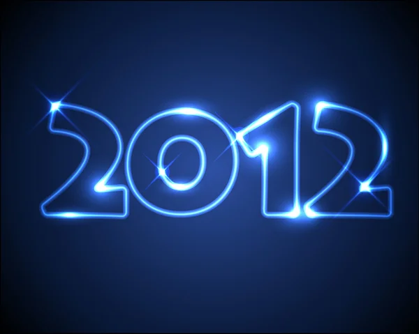 蓝色矢量霓虹灯新年贺卡 2012 — 图库矢量图片
