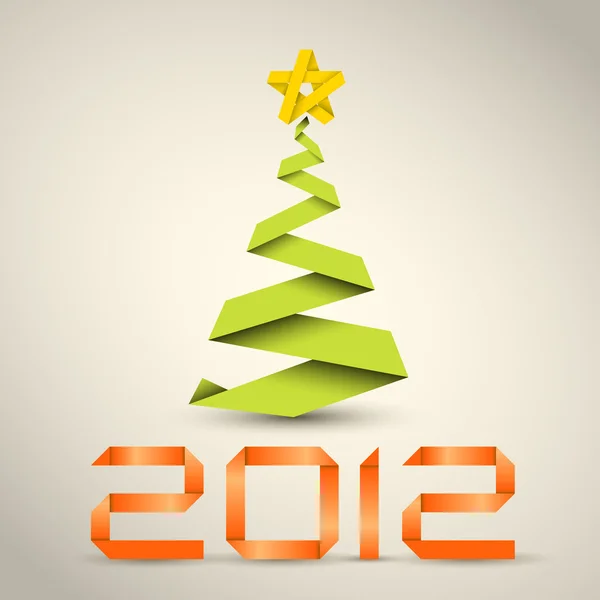 Yeşil kağıt şerit yapılan basit vektör Noel ağacı — Stok Vektör