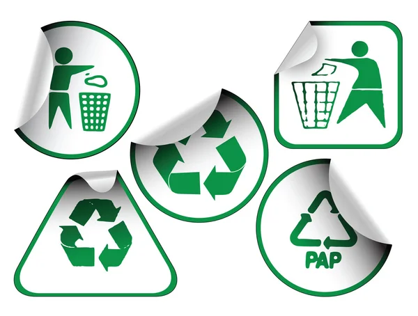 Conjunto de etiquetas de reciclagem verde — Vetor de Stock
