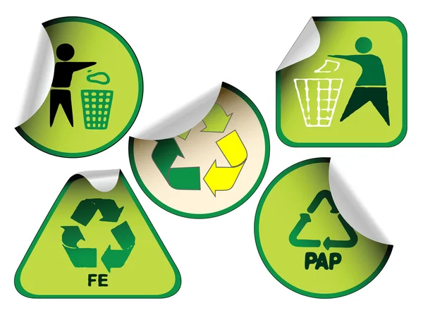 Ensemble d'étiquettes de recyclage vertes — Image vectorielle