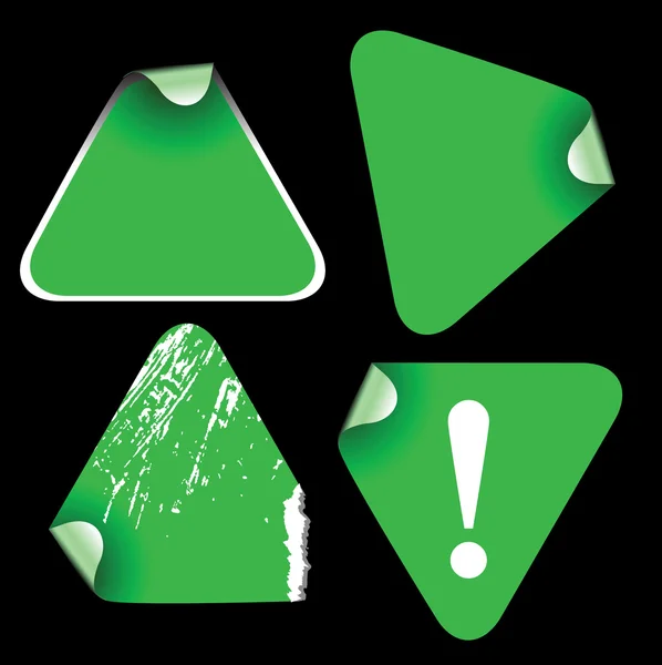 Zelený trojúhelník popisky — Stockový vektor