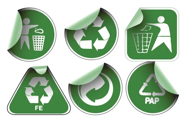 Conjunto de etiquetas de reciclaje verde — Vector de stock
