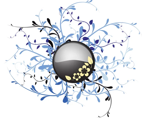 Bouton en métal avec floral — Image vectorielle