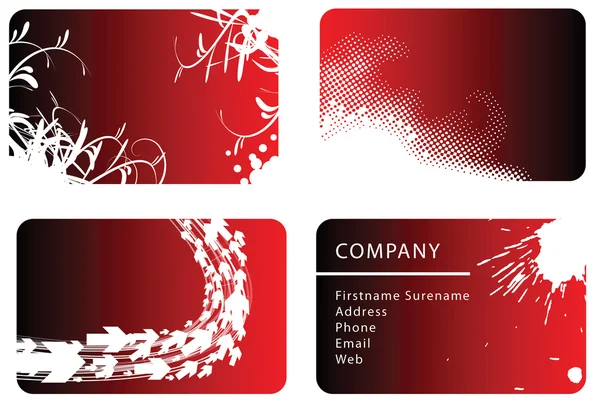 Set of red business cards — Stock Vector