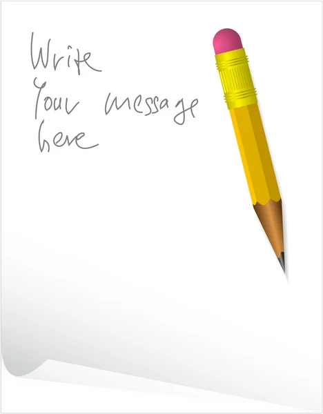 Papier mit Botschaft und Stift — Stockvektor