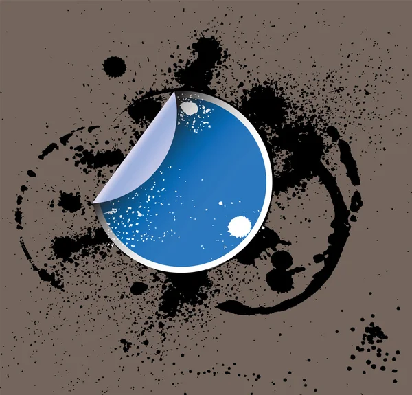 Blue klistermärke på ett grunge paper — Stock vektor