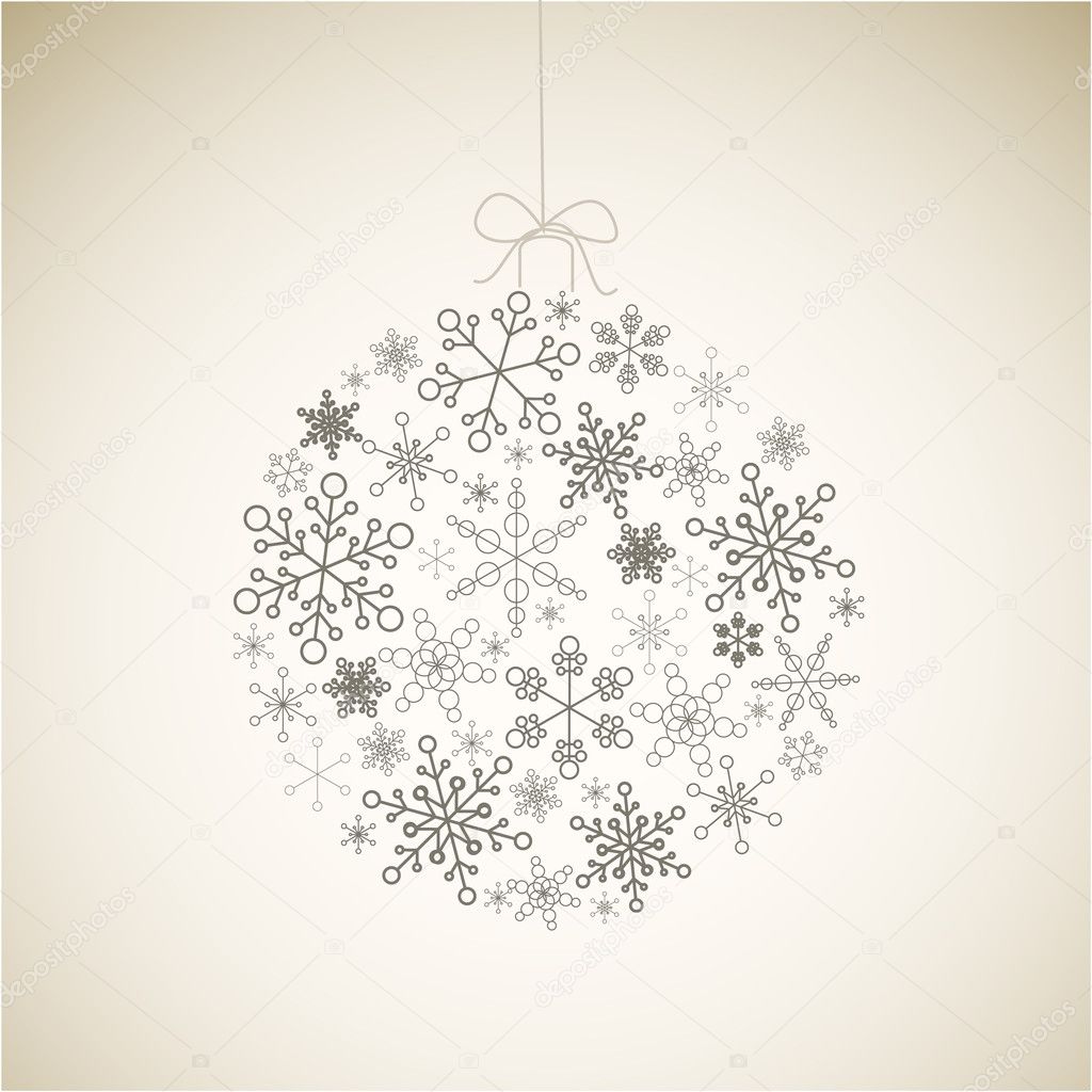 Vector Christmas ball made from gray simple snowflakes
