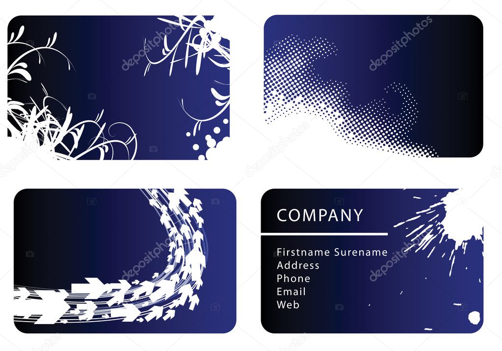 Set of blue business cards