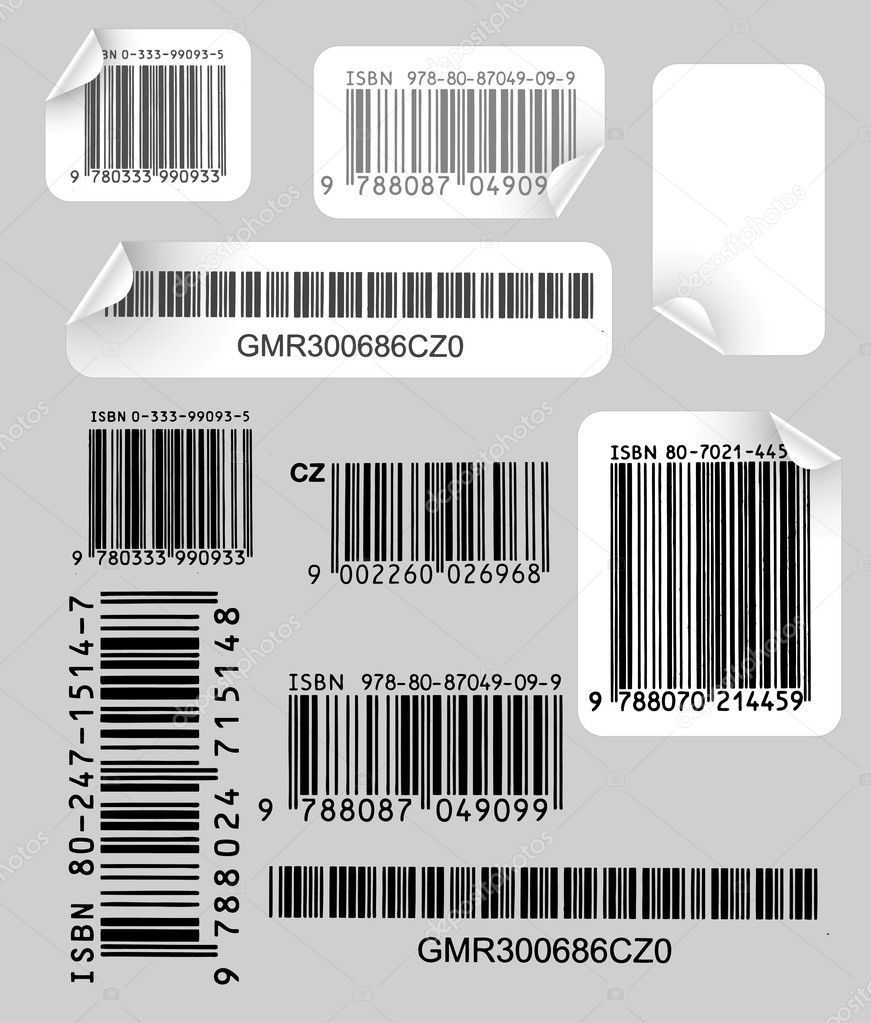 Set of labels with bar codes