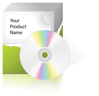 Partially unpacked box, cd clipart