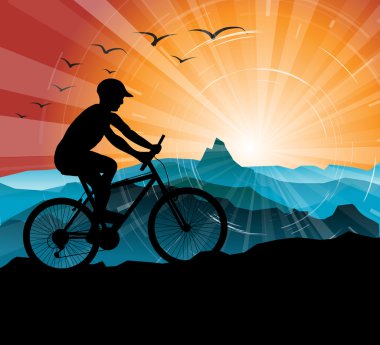 Silhouette of the biker clipart