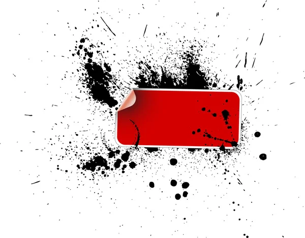 Kırmızı etiket üzerinde bir grunge — Stok Vektör