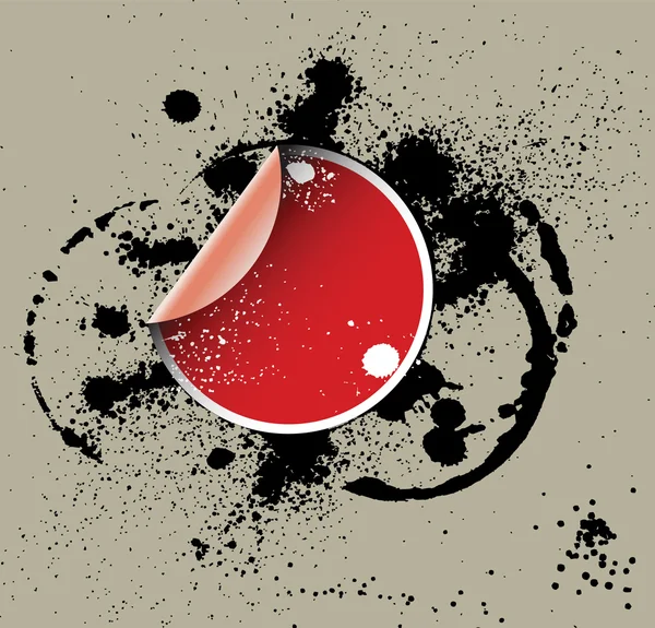 Rode sticker op de achterzijde van een grunge — Stockvector