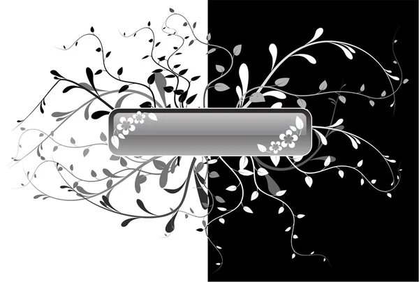 Bouton avec éléments floraux — Image vectorielle