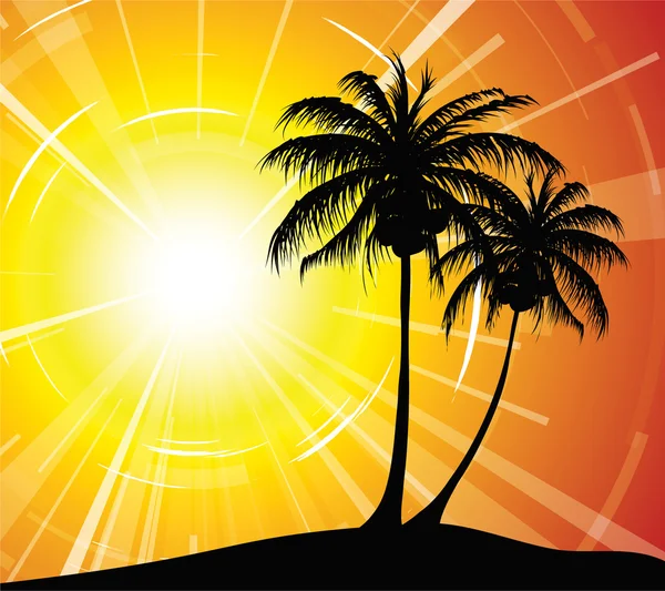 Захід сонця на пляжі — стоковий вектор