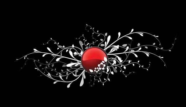 Rode knop met florale elementen — Stockvector
