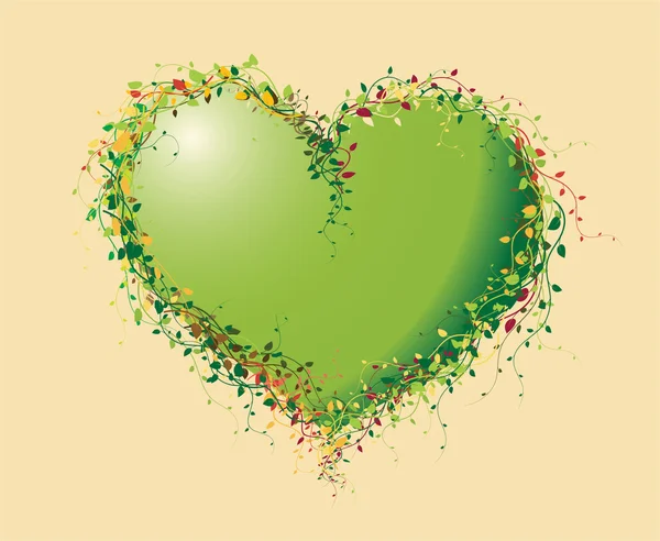 Green heart made of flowers — Stock Vector