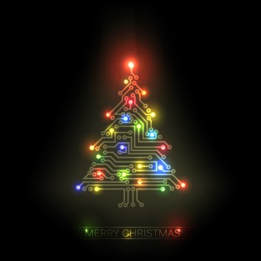 Vector christmas tree from digital circuit clipart