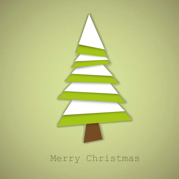 Albero di Natale vettoriale semplice realizzato in carta verde e bianca — Vettoriale Stock