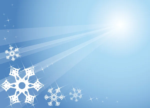Jul bakgrund med vita snöflingor — Stock vektor