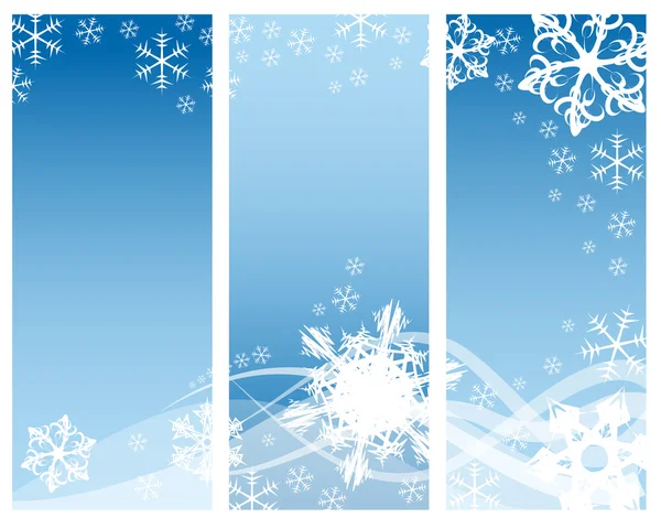 Abstracte rondingen met sneeuwvlokken (drie delen) — Stockvector