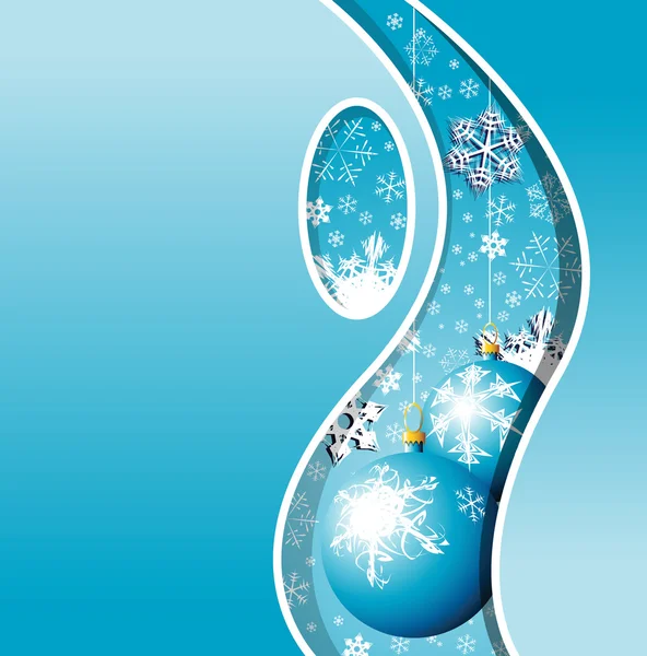 Χριστουγεννιάτικη κάρτα - νιφάδες χιονιού και βολβοί — Διανυσματικό Αρχείο