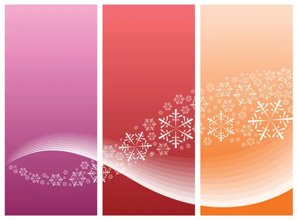 Abstract curves with snowflakes — Stock Vector