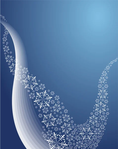 Curvas abstractas con copos de nieve — Vector de stock