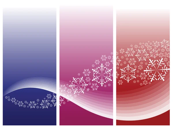 Abstract curves with snowflakes — Stock Vector