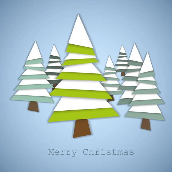 Vetor simples árvores de Natal feitas a partir de papel verde e branco — Vetor de Stock