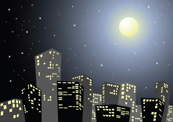 夜色中城市的轮廓 — 图库矢量图片
