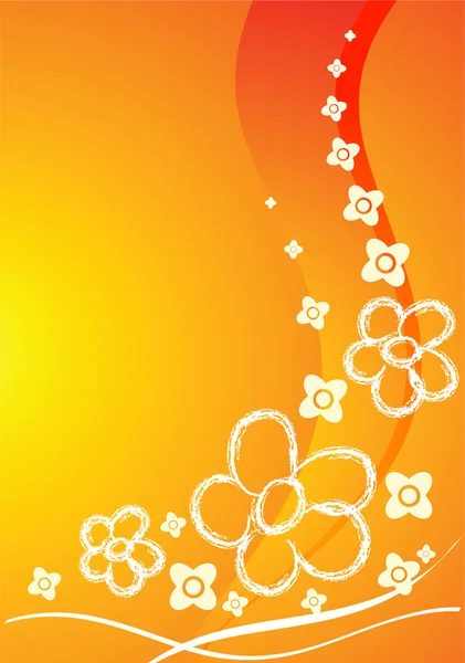 Carte orange avec fleurs — Image vectorielle