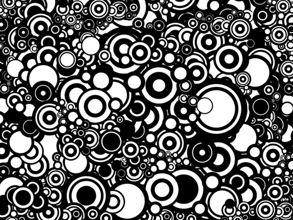 Círculos en blanco y negro de fondo - patrón - textura — Archivo Imágenes Vectoriales
