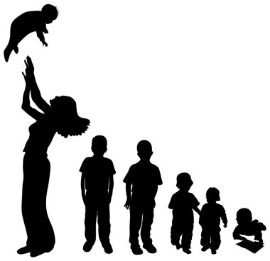 Children silhouettes clipart