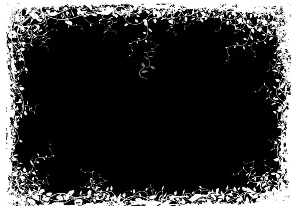 Cadre floral abstrait sur fond noir — Image vectorielle