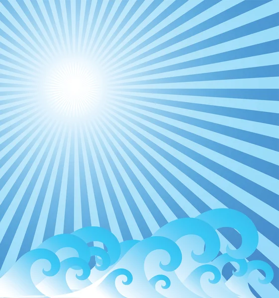 Fond marin bleu avec vagues — Image vectorielle