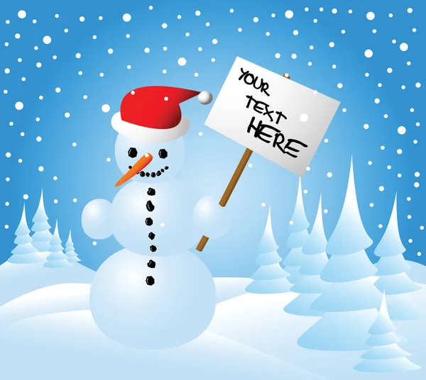 Christmas card with a snowman — Stock Vector